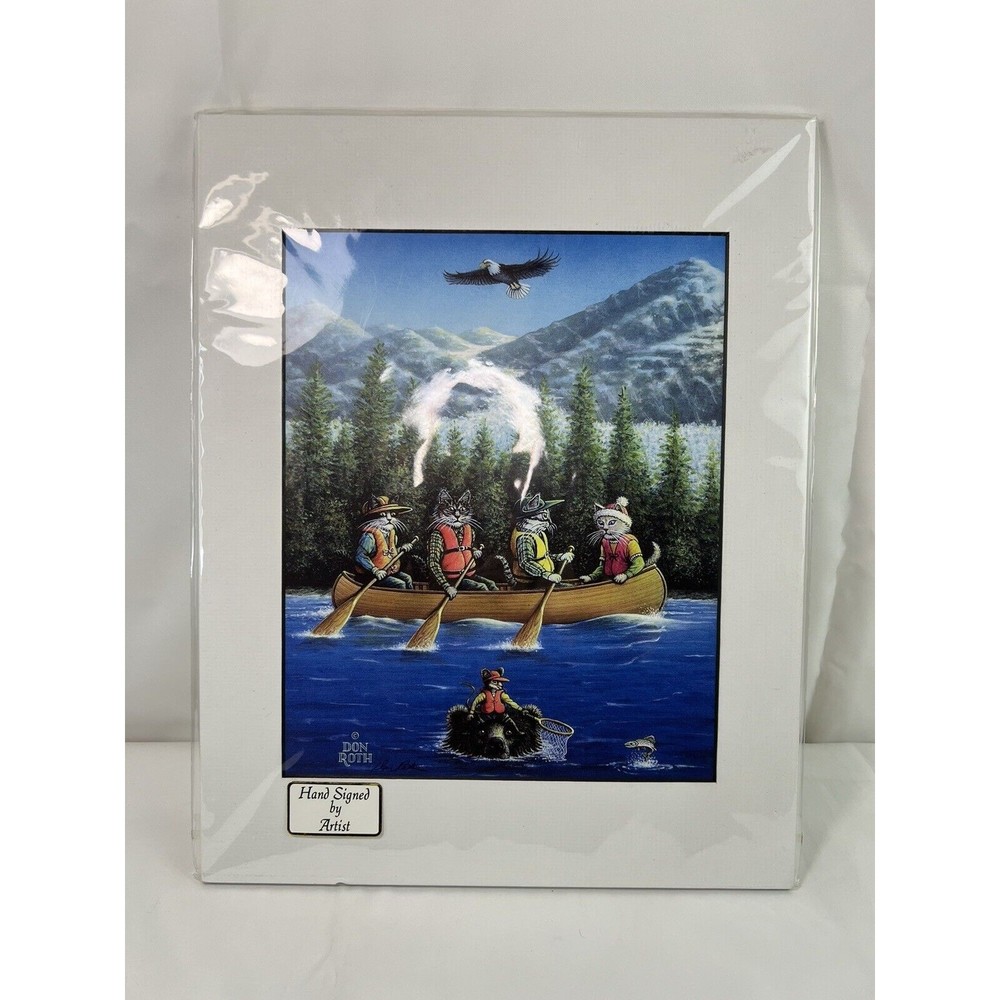 Don Roth Signed Lithograph Kitty Candie & Salmon Kool Kat Collection‎ 14” x 11”